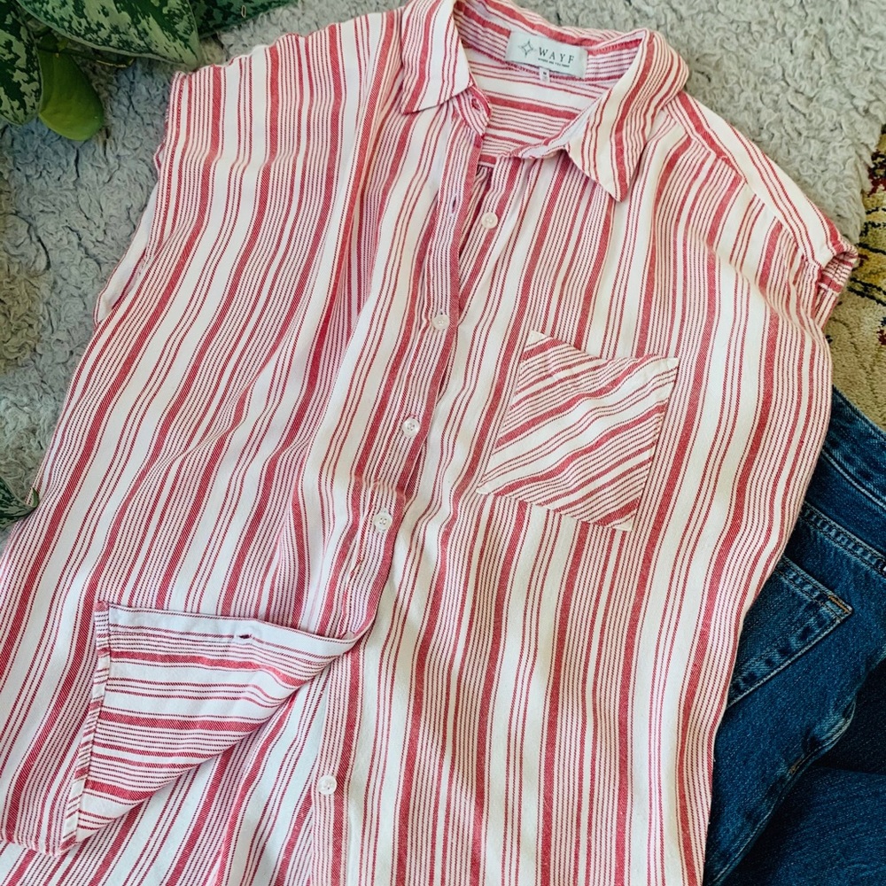 Red & White Stripped Button Down